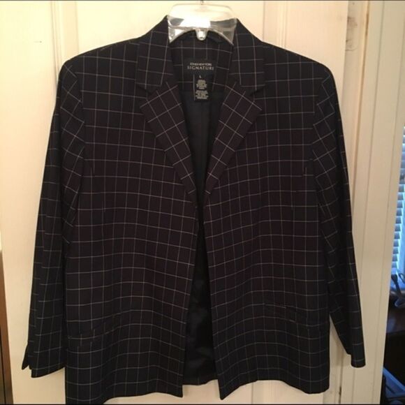 Jones New York Jacket . Navy with White Checks - Picture 1 of 3